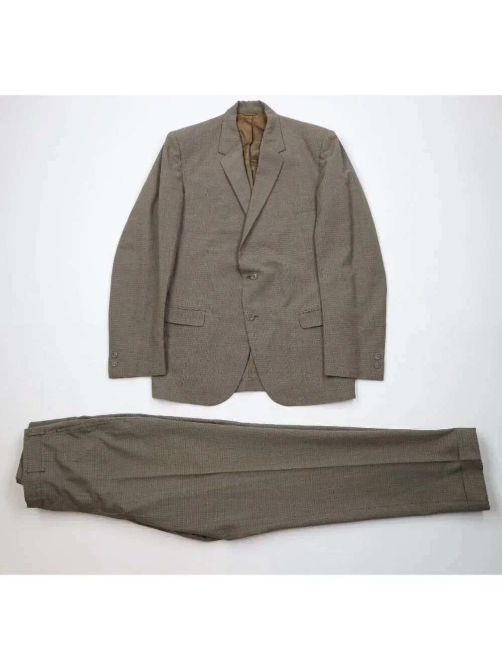 Vintage 50s 60s Streetwear Mens 36R 2 Piece Wool Suit Wedding Green Plaid 30x31